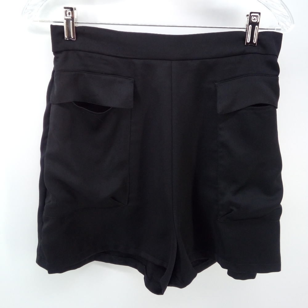 Asos Black Shorts Elastic Waist Pockets 8